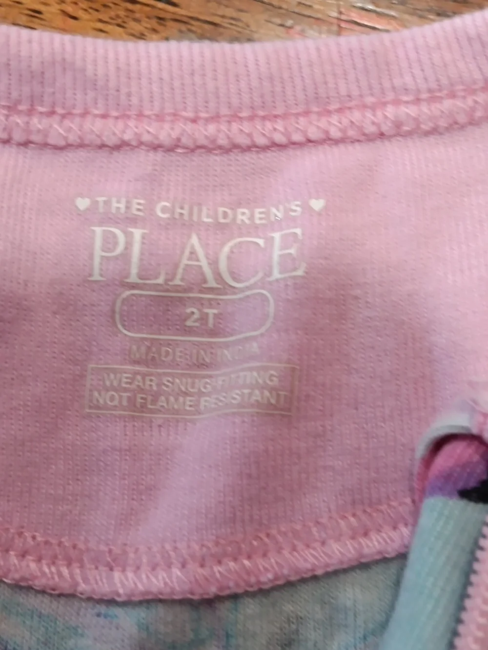 Childrens Place Girls Mint Butterfly One-Piece Pajama - Pink Trim